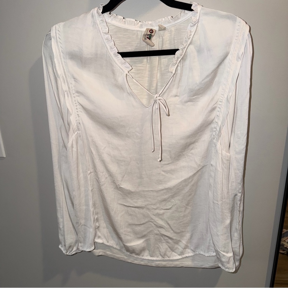 Anthropologie Tunic Womens Small Dolan Miramar Ruffle White Peasant Boho Cottage